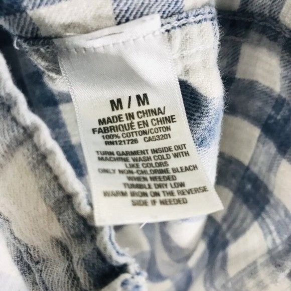 AEROPOSTALE 100% Cotton Checkered Denim Button Down Shirt Size Medium - Picture 11 of 11